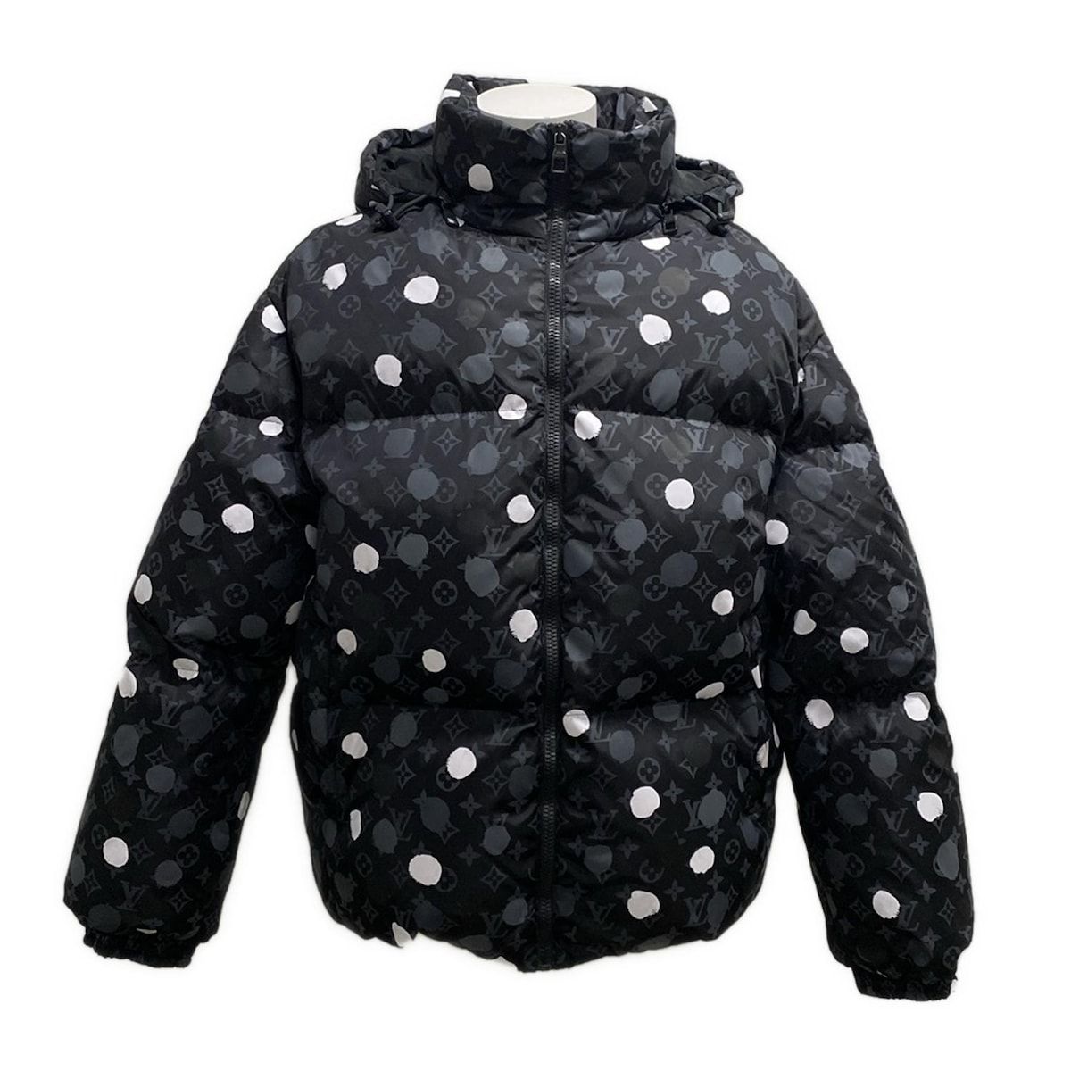 Louis Vuitton ダウンジャケット 黒 LOUIS VUITTON(ルイヴィトン) ダウンジャケット サイズ52美品 - 黒×ボルドー×マルチ