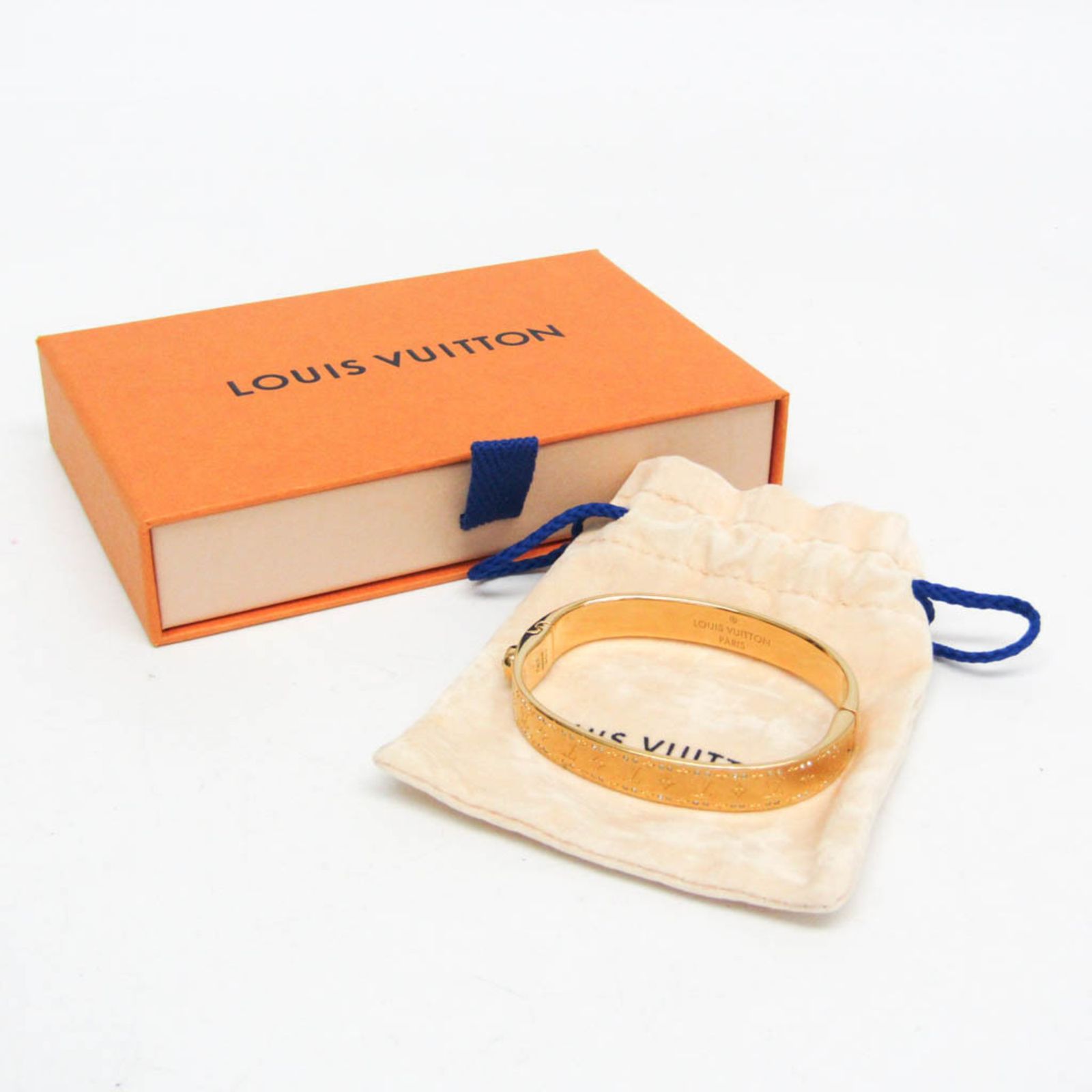 ルイ ヴィトン Louis Vuitton リジッド ナノグラム ストラス M64860 メタル スワロフスキー バングル ゴールド