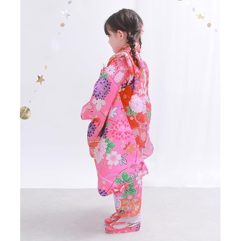 KYOETSU キョウエツ 着物セット 七五三用 3歳用 被布セット 華やかA 9点セット 柄被布 柄着物 伊達衿 長襦袢 髪飾り 巾着 草履 腰紐 足袋 ガールズ 5.大輪花のしらべ 0 USTAUSTRALIA_COM_AU