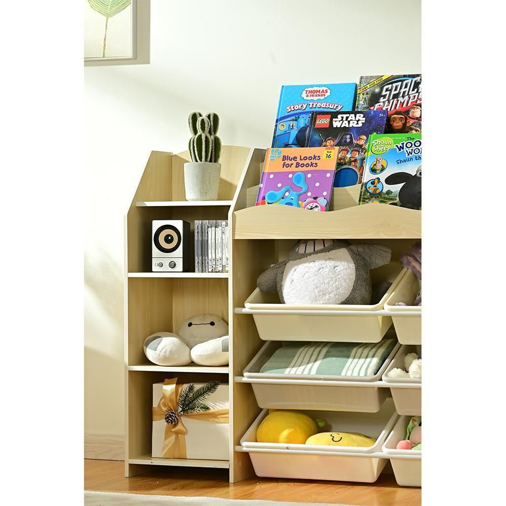 おもちゃ収納 絵本ラック 大容量 天然木 キッズ 収納ラック絵本
