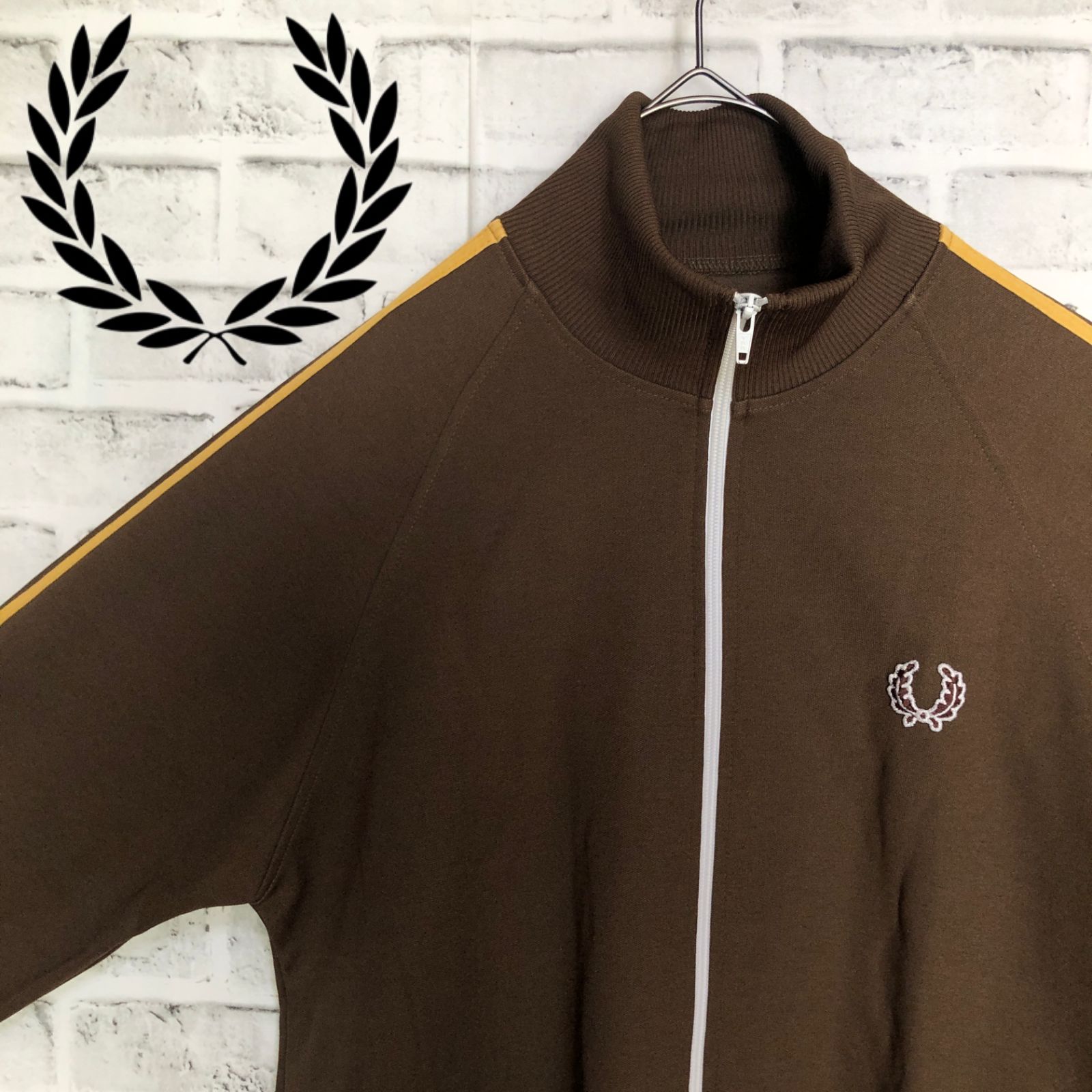 ブラウン⭐️90s Fred Perry トラックジャケット 茶刺繍月桂樹ロゴ