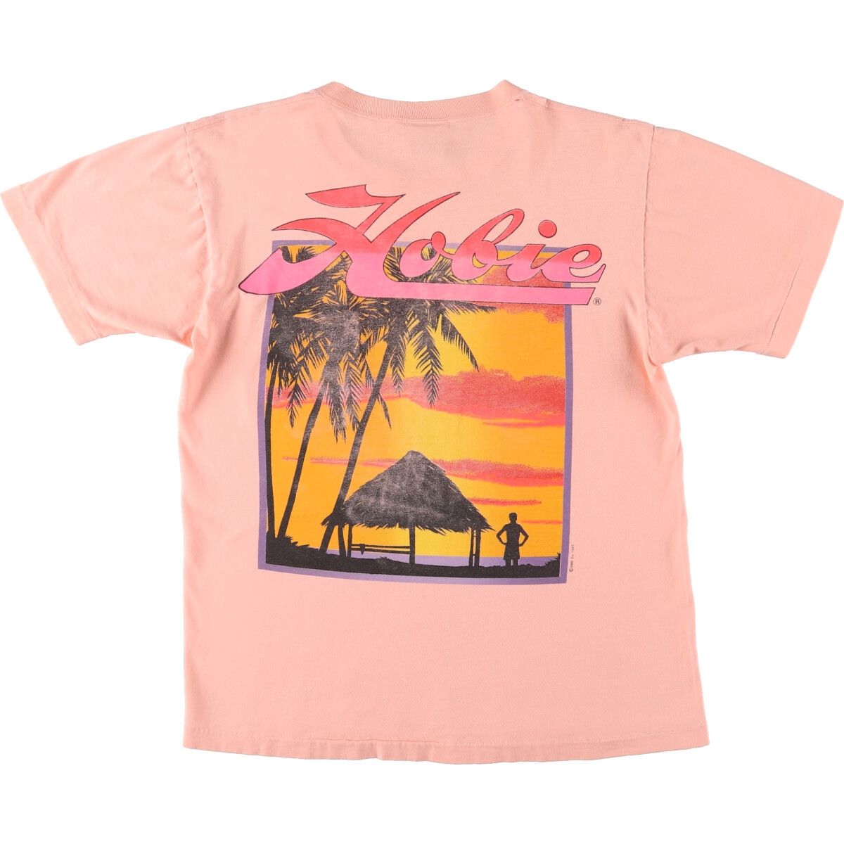 海外限定スパイク販売 古着 80年代 USA スケートTシャツ サーフ バックプリント HOBIE Tシャツ(半袖+袖なし)