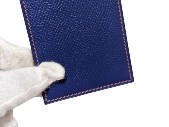 エルメス HERMESネイビー レザー パスポートケース 型押し 直営店購入 エルメス HERMESネイビー レザー パスポートケース 型押し 直営