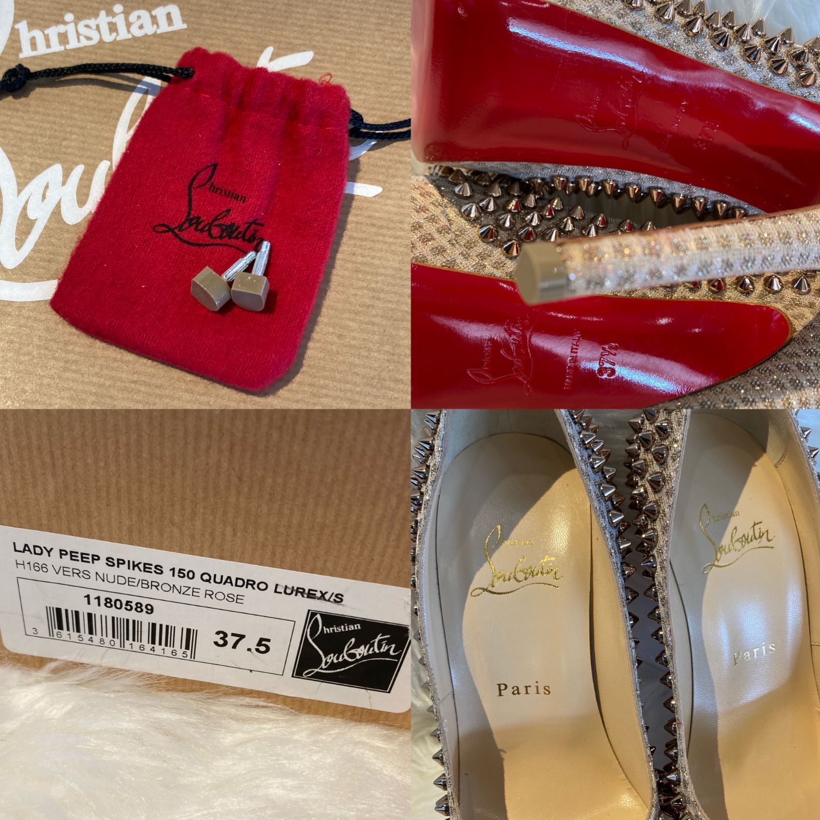 Christian Louboutin ベージュ スタッズ オープントゥ 【公式通販】