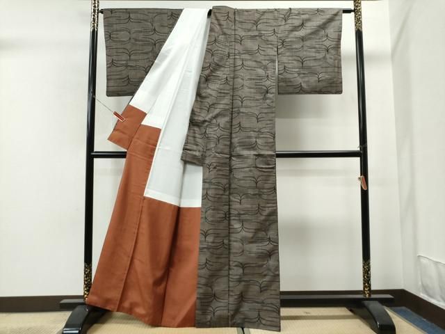 平和屋着物○本場大島紬 7マルキ 泥染め 草木文 正絹 逸品 CAAS6790yc