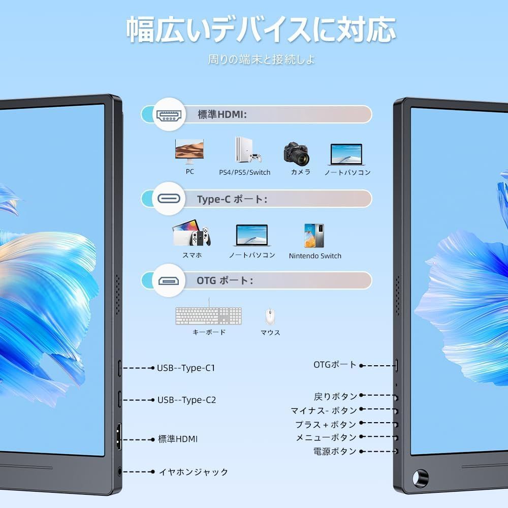 モバイルモニター15.6インチ1920*1080 卓上スタンド付き ゲーミング用