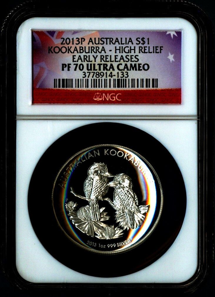 High Relief 2013 P Proof $1 Silver Atralia Kookaburra 1 oz Coin PF70 UC ER