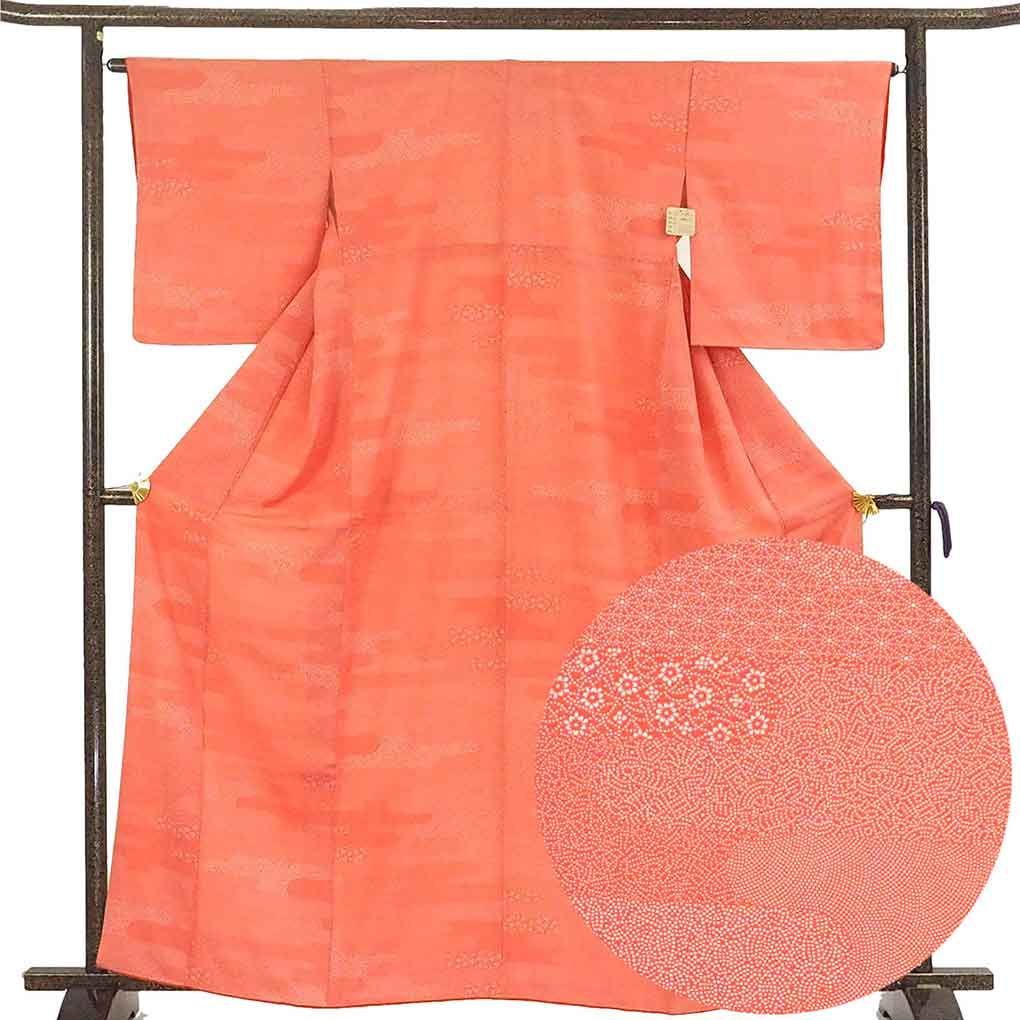 秋色小紋　正絹　新品未着用　しつけ付き　身丈164、裄66.5 美品 小紋 身丈164cm 裄丈66cm 正絹 美品 秀品