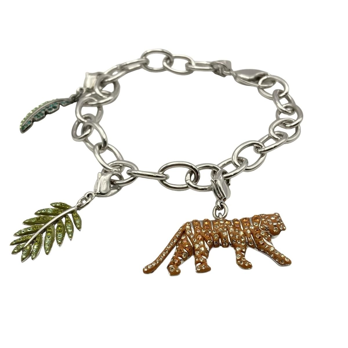 SWAROVSKI スワロフスキー ブレスレット - シルバー×オレンジ×グリーン トラ チャーム着脱可