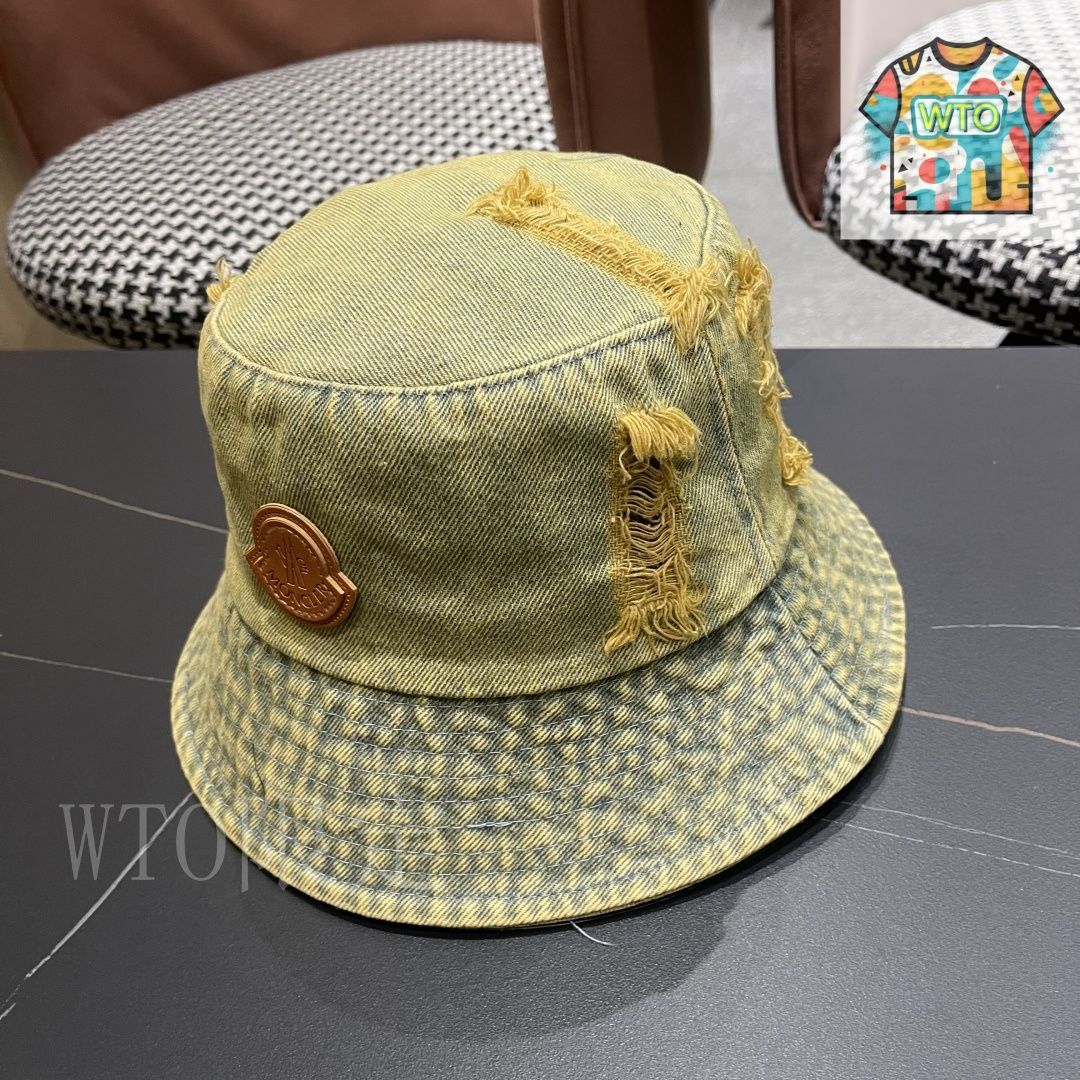 今日WTO】MONCLER 2025 春 女性用 デニム破洞 日除け バケット