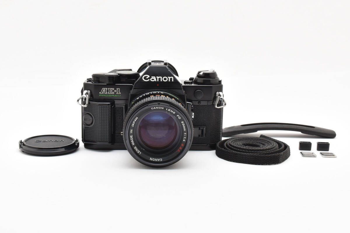 シャッター鳴きなし モルト交換済 キヤノン Canon AE-1 PROGRAM ＋ FD 50mm F1.4 s.s.c. W1095 AW2380
