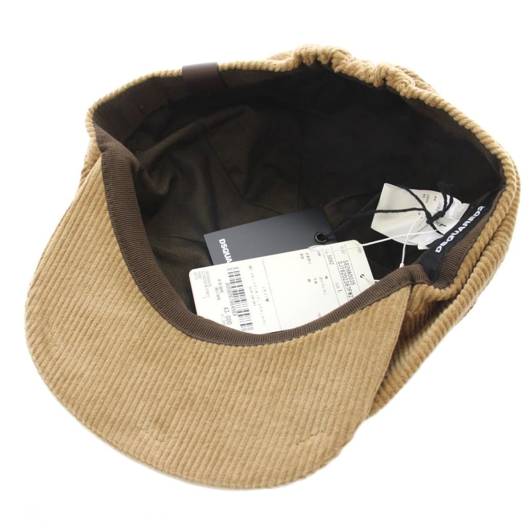  ディースクエアード NEWSBOY CAP コーデュロイ ハンチング キャップ L ベージュ KU ベレー帽 帽子