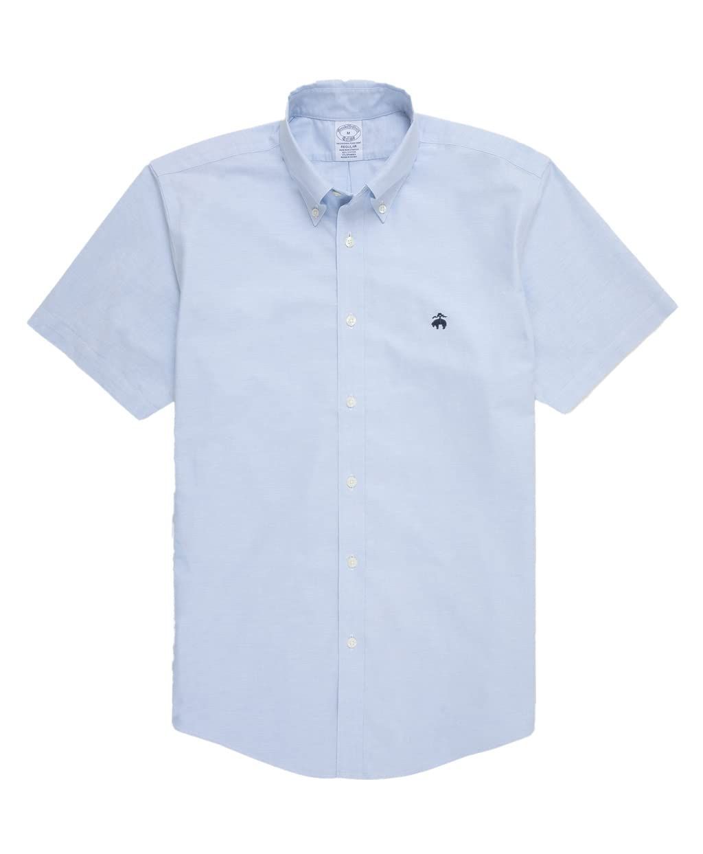 Size L_Color ライトブルー Brooks Brothers ブルックス ブラザーズ ノンアイロン ストレッチコットン GFロゴ ショートスリーブ スポーツシャツ Regular Fit 100202524 ライトブルー L