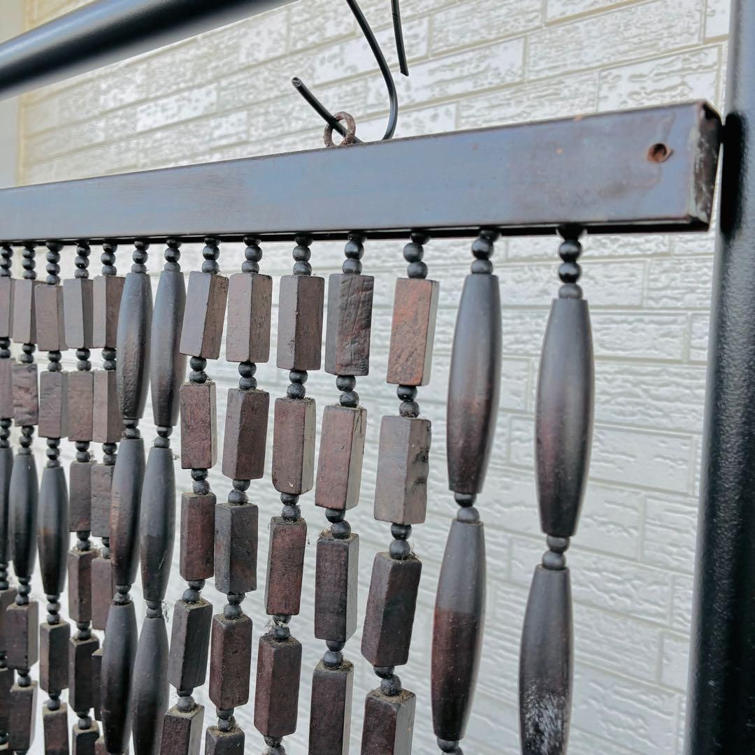 木製 暖簾 ウッドビーズのれん 昭和レトロ 古雑貨 珠のれん