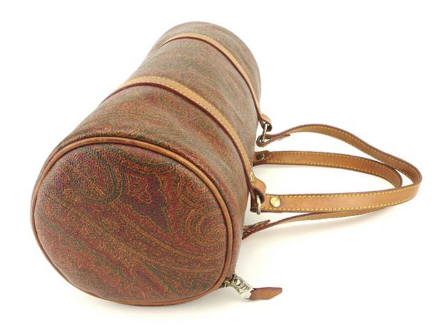 ETRO ハンドバッグ 丸型バッグ ブラウン ペイズリー 筒形 ミニバッグ ETRO エトロ ハンドバッグ ミニボストンバッグ 筒型バッグ