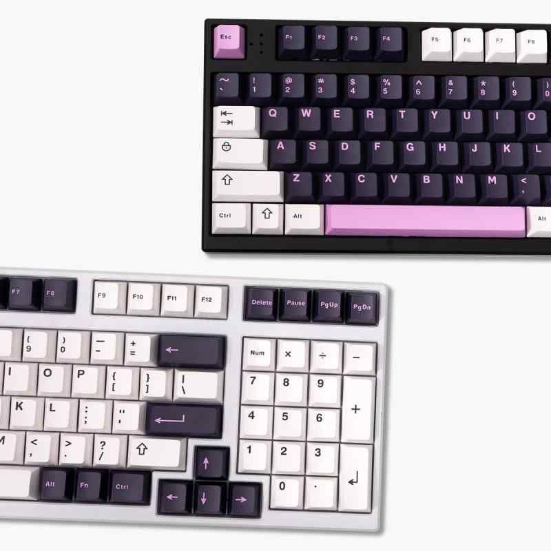 White Purpleキーキャップセットチェリープロファイル Doubleshotカスタムキーキャップ Cherry MX 60% 65% 70% 75% 95%メカニカルゲーミングギア用253キー