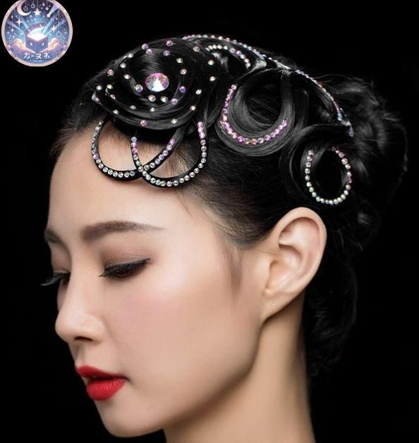 ヘアオーナメント ウィッグ丸型社交ダンスデモ 2色 オーダーメイド