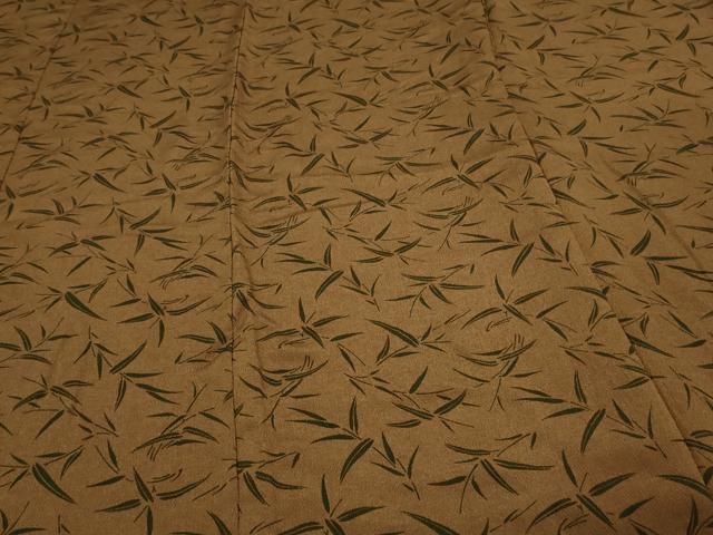 平和屋着物▽上質な小紋 単衣 笹の葉文 鬼しぼ縮緬 正絹 逸品  