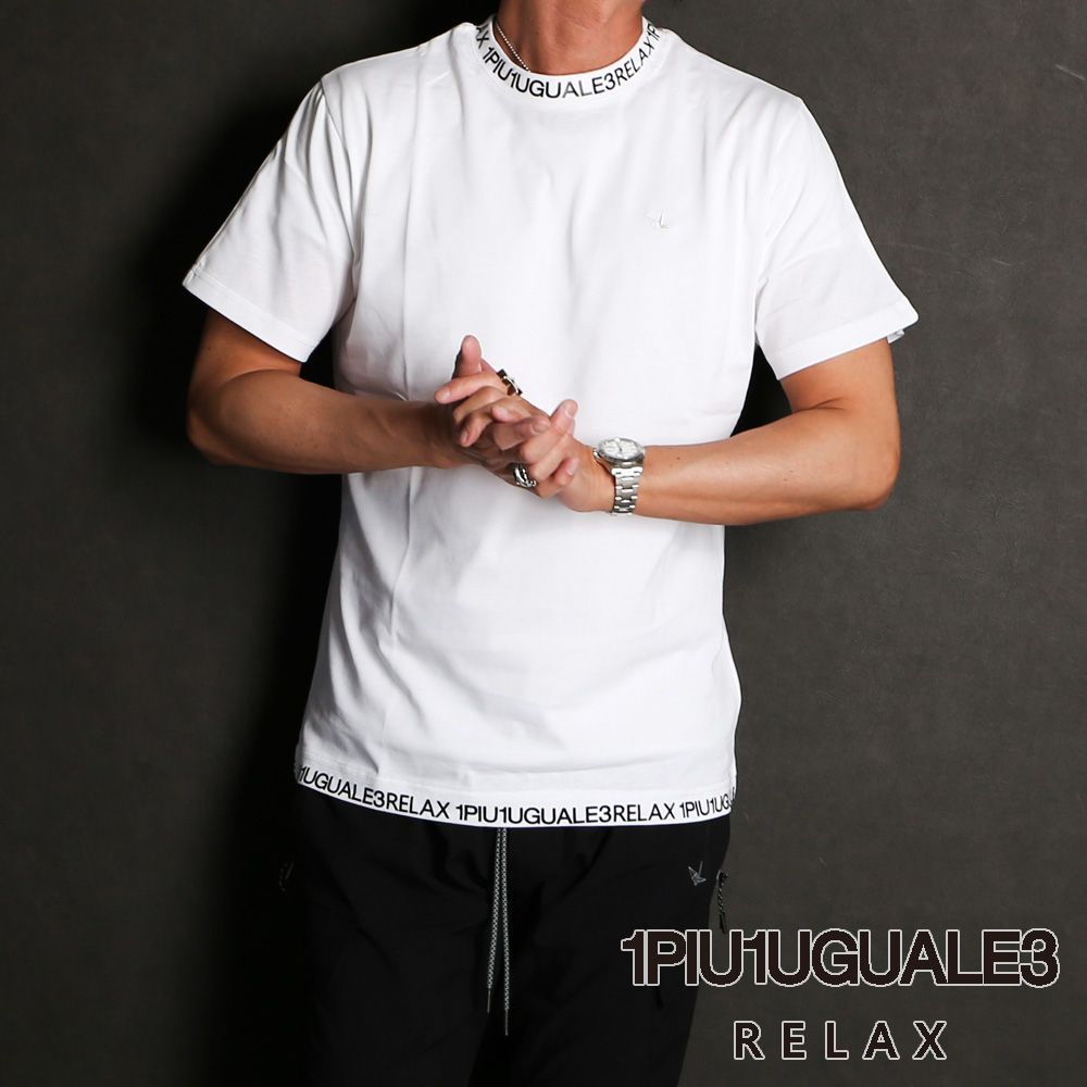 【1PIU1UGUALE3 RELAX/ウノピゥウノウグァーレトレ リラックス】COLLAR LOGO T-SHIRT - WHITE / ネックロゴ Tシャツ / UST-24014【メンズ】