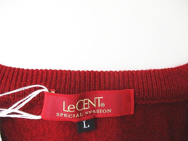 未使用品 レセント LeCENT カシミヤ ニットベスト L 赤系 レッド Vネック 刺繍 リブ タグ付 レディース レセント LeCENT カシミヤ ニットベスト L 赤系 レッド Vネック