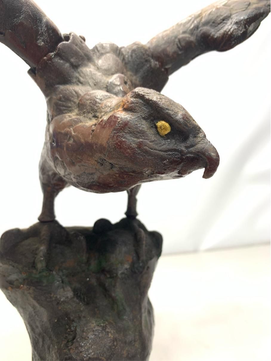 鷹 タカ 置物 金属工芸 アンティーク ヴィンテージ レトロ 大きい 高さ42cm 鉄製 インテリア A8839C12