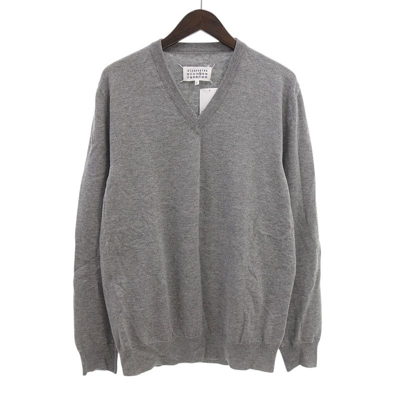 メゾンマルジェラ/MAISON MARGIELA 12SS エルボーパッチ Vネックウールニット グレー グレー  サイズ メンズXL