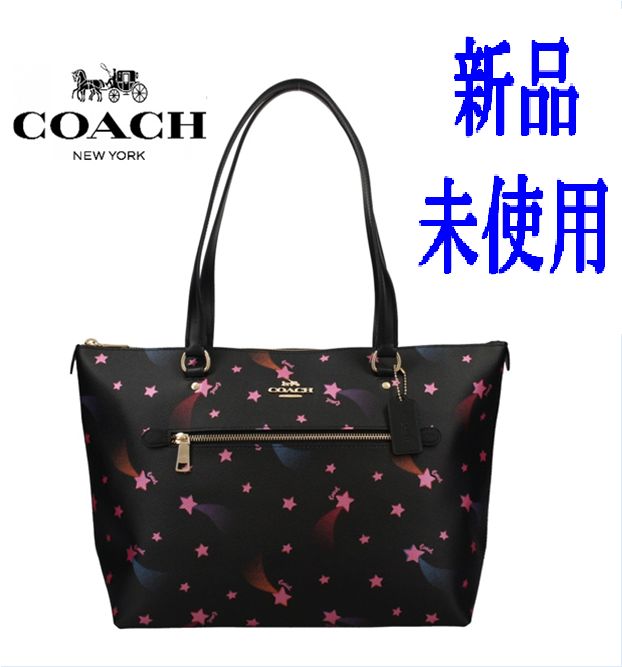 ✩新品✩コーチ トートバッグ 星柄 スター ブラック 黒 ピンク バッグ 