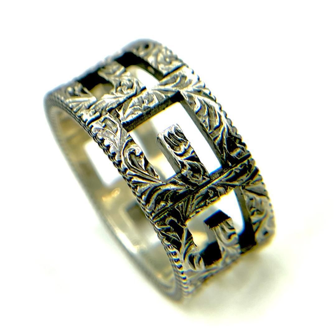 GUCCI / グッチ スクエアG アラベスク彫 シルバーリング サイズ22号