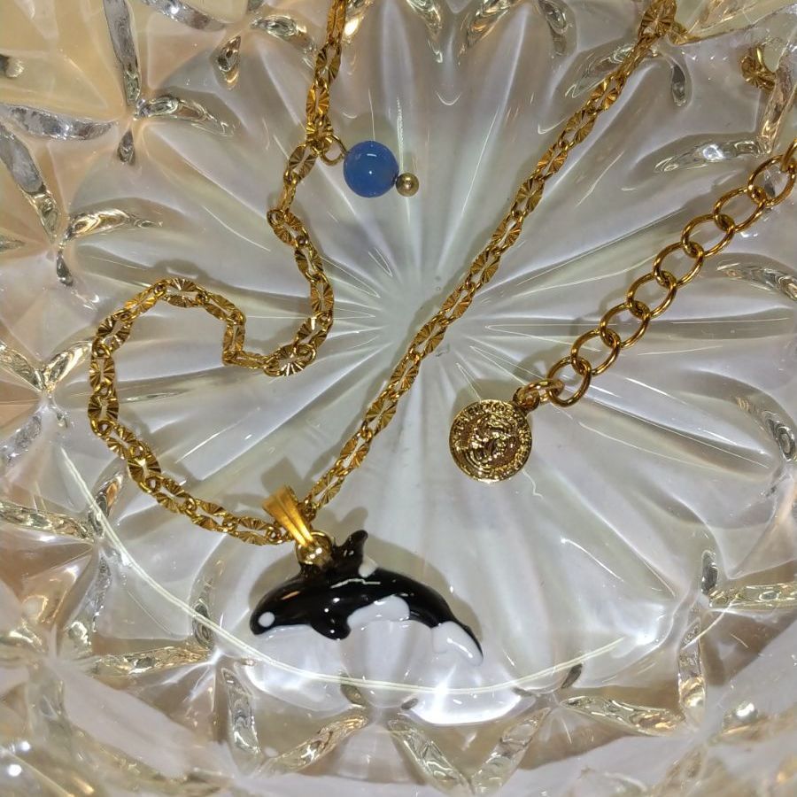 星と月の天然石メノウのチャーム7個セット 星と月の天然石