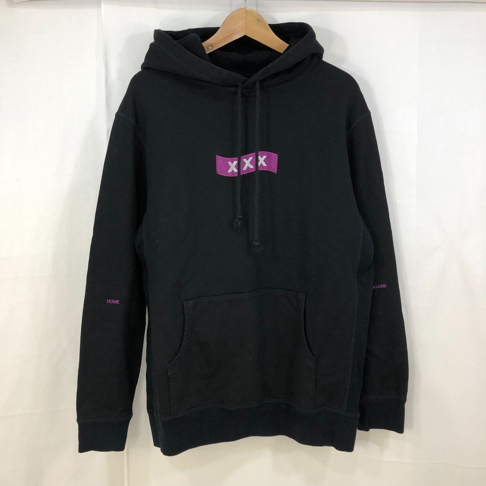 ゴッドセレクションXXX ボックスロゴパーカーブラックXL