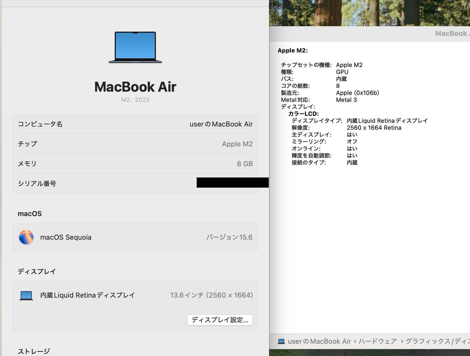 美品 Apple MacBook Air M2 2022 MLY33J/A 8GB SSD 256GB バッテリー
