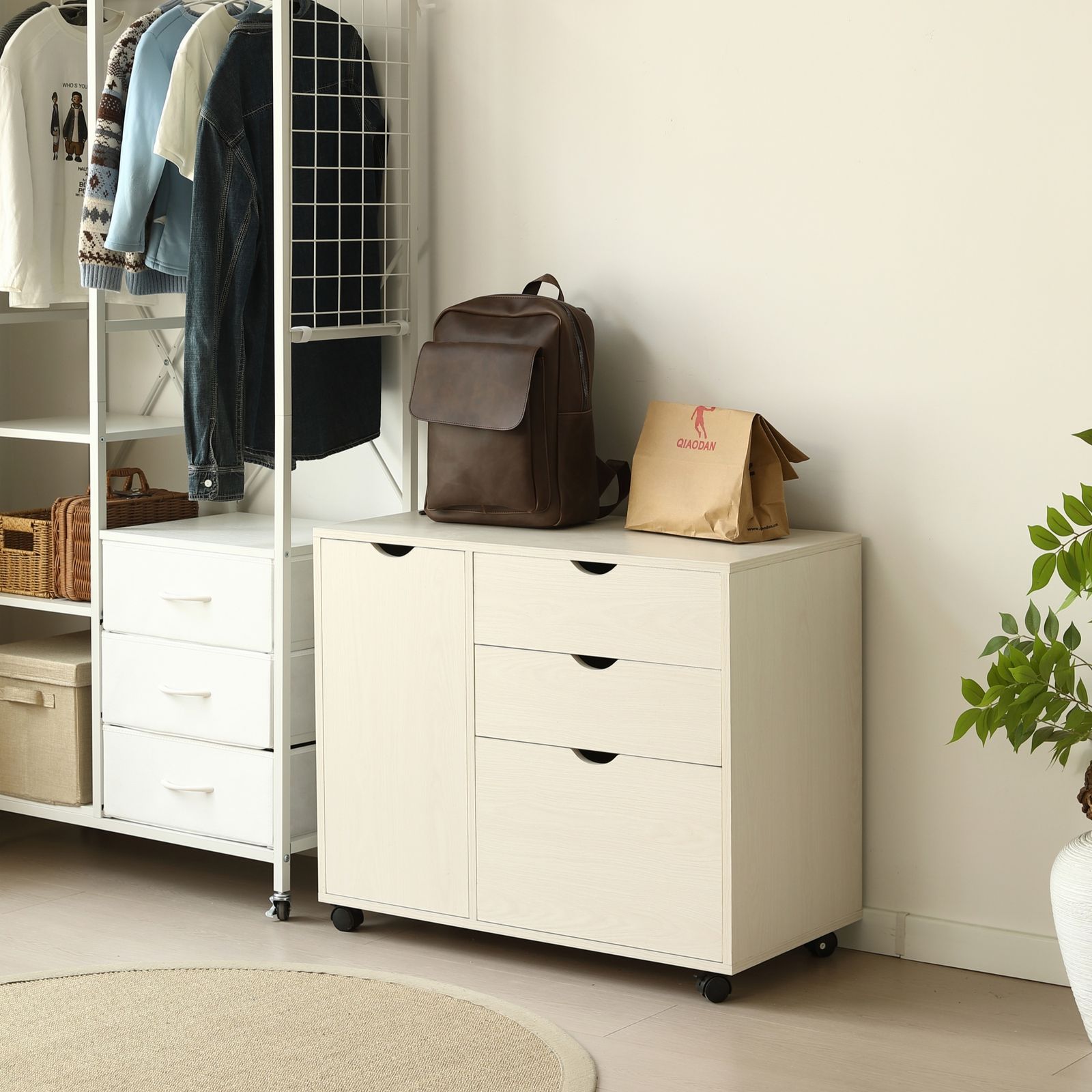 キャビネット幅80 北欧 サイドボード チェスト キャスター付き