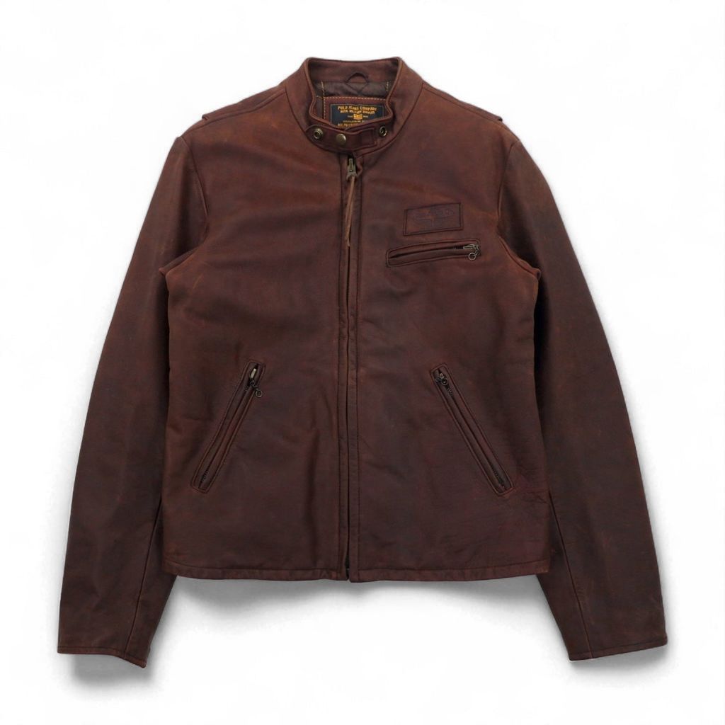 ビンテージ DKNY ブラウンレザー シングルライダースジャケット80s 90s