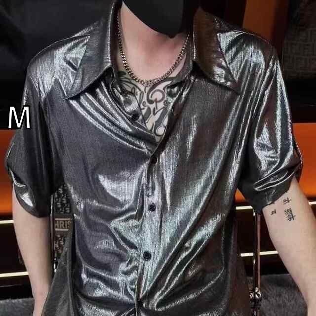 [M]春 コーデ メンズ 用 服 シンプル ファッション オシャレ 大人 かっこいい 大きいサイズ ストリート 紳士服 半袖 シャツ ノーアイロン ドレープ ハイエンド T 