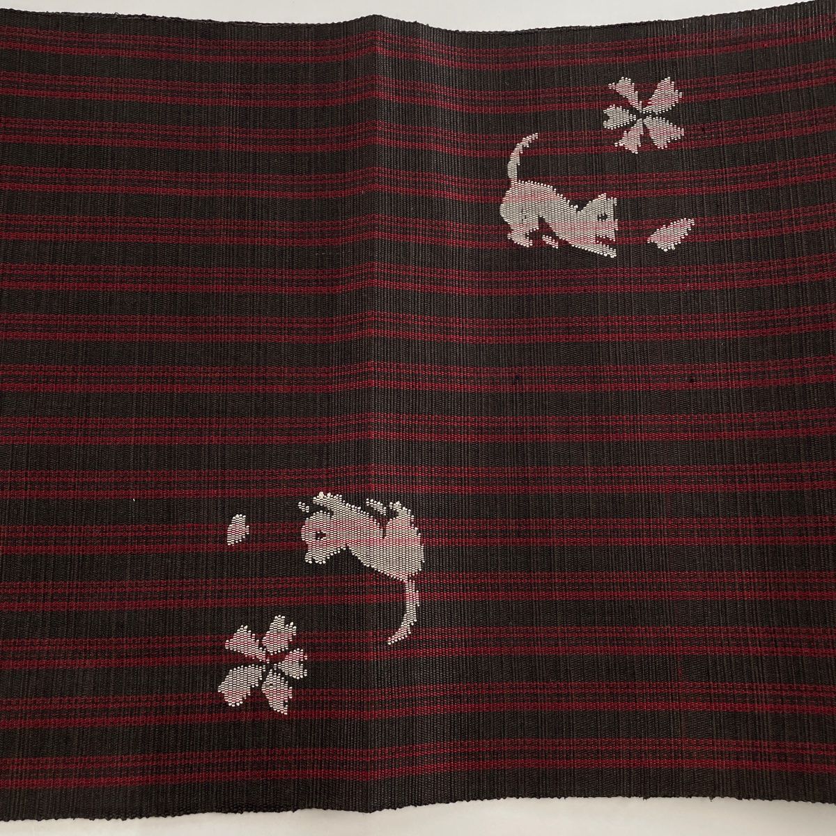 名古屋帯 美品 秀品 八寸名古屋帯 松葉仕立て 桜 金糸 箔 灰色