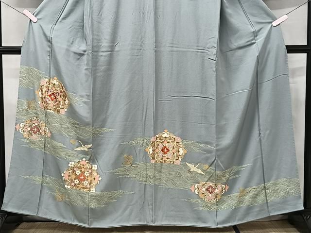 平和屋着物▽豪華色留袖 駒刺繍 鳳凰更紗花文 暈し染め