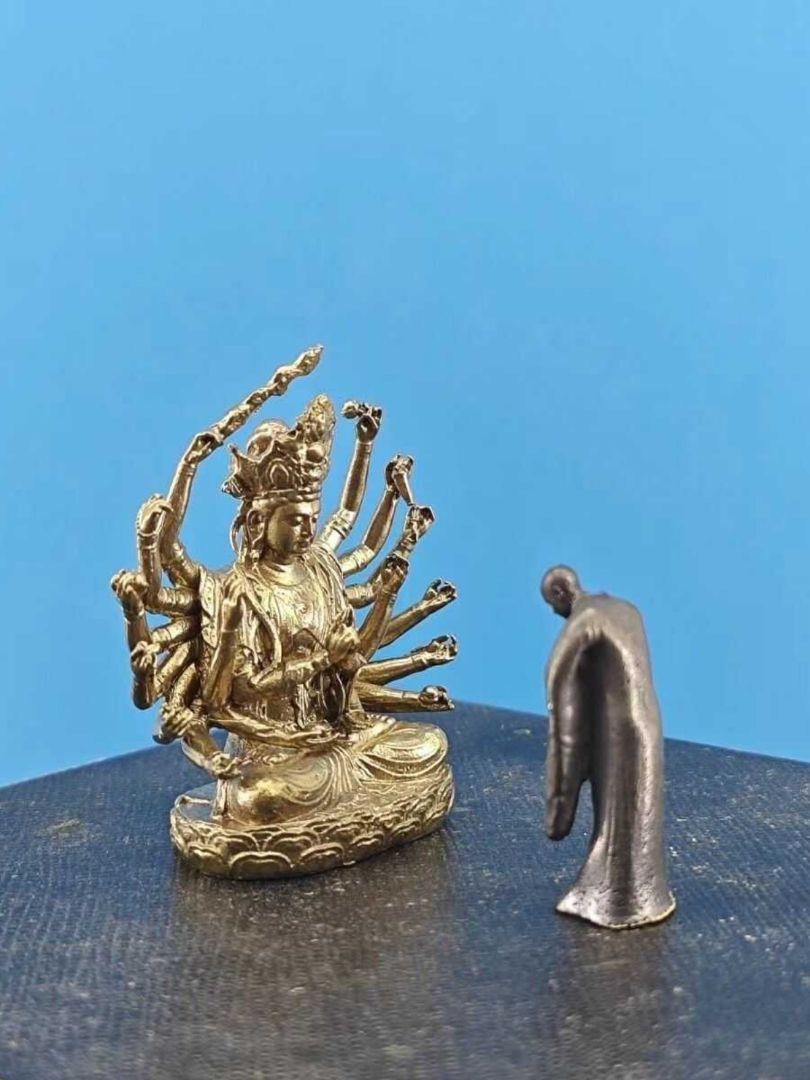 銅 細工 仏教美術 玄奘参詣準提菩薩仏像 禅意茶道 置物 装飾品