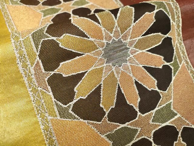 平和屋着物▽六通柄袋帯 螺鈿 草花文 金彩 引箔 正絹 逸品 DAAT5066sf