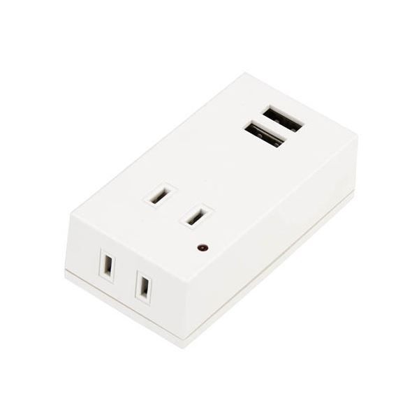 5個セット YAZAWA 雷ガード付フロントタップ型2AC 2USB2.1Aホワ