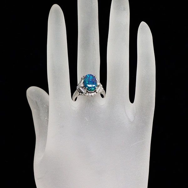ブラックオパール1.72ct ダイヤモンド0.56ct Pt900 天然 JG248☆高級 ブラックオパール3.27ct ダイヤ pt ヘッド 鑑付