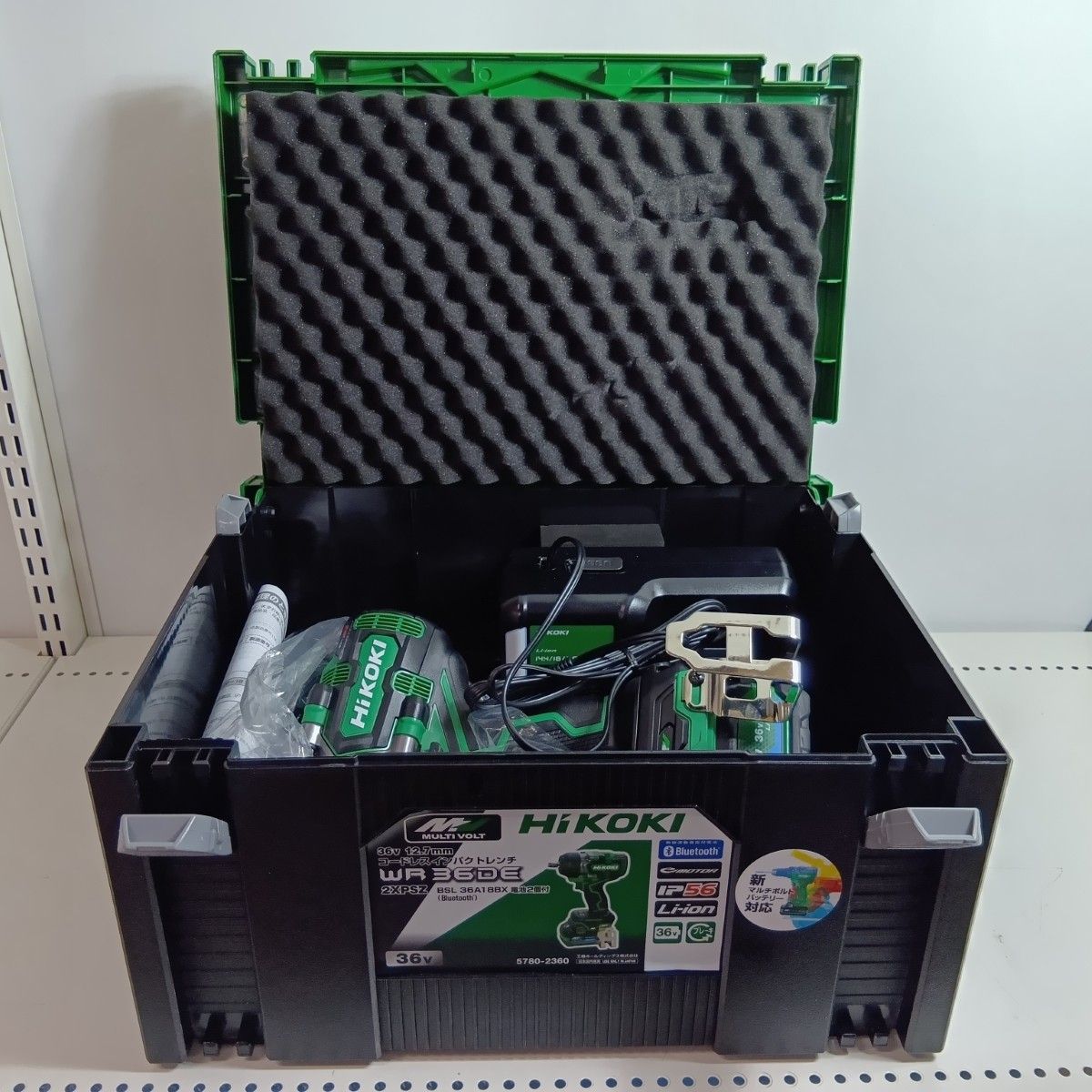 HiKOKI ハイコーキ インパクトレンチ WR36DE 2XPSZ グリーン ♥品 S 充電器 充電池2個 ケース付 コードレス式 36v J0300152