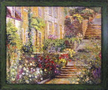 絵画 ロンゴ パティオ ガーデン1/インテリア 額入り 額装込 風景画