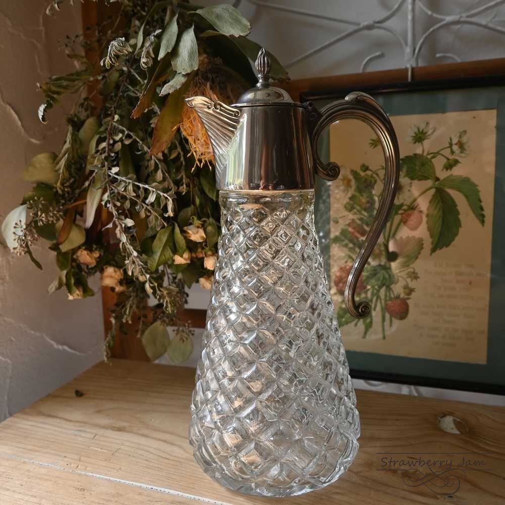 L3710-212 送料込 英国アンティーク キッチン ピッチャー アンティークガラス カットグラス インテリア イギリス