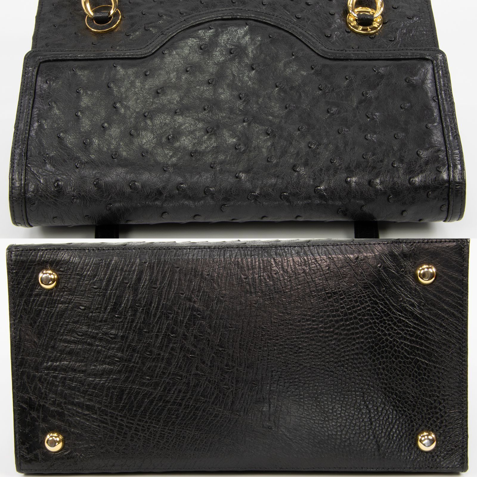 本物 送料無料 コンテス ハンドバッグ レディース オーストリッチ 黒