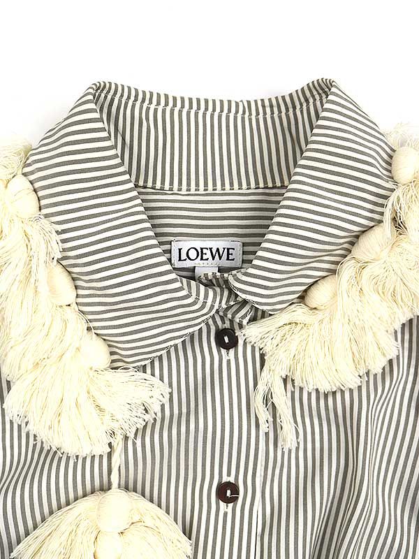 LOEWE ロエベ STRIPED SILK SHIRT DRESS ポンポン シルクシャツ