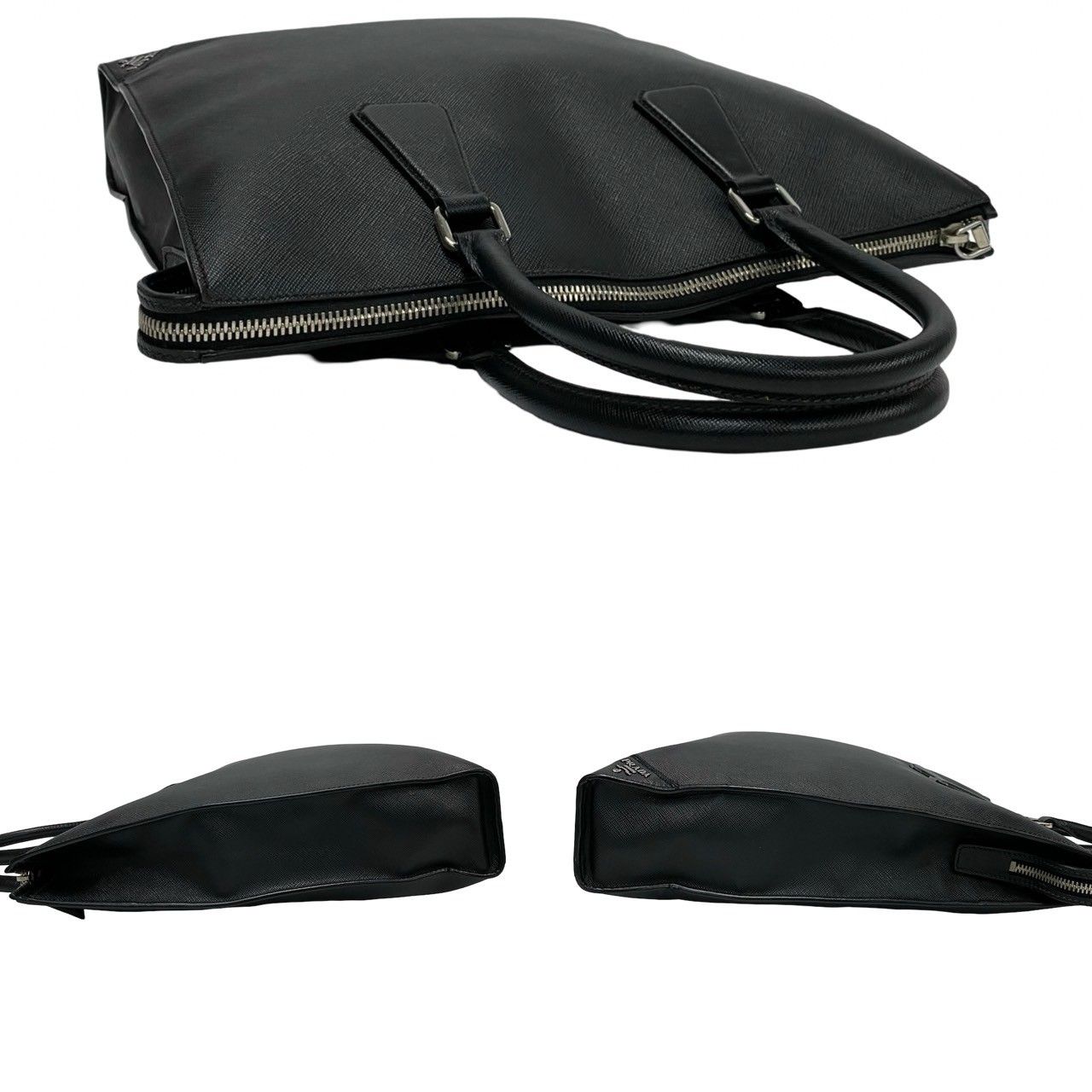 極 美品 希少品 PRADA プラダ ロゴ 金具 サフィアーノ レザー 本革