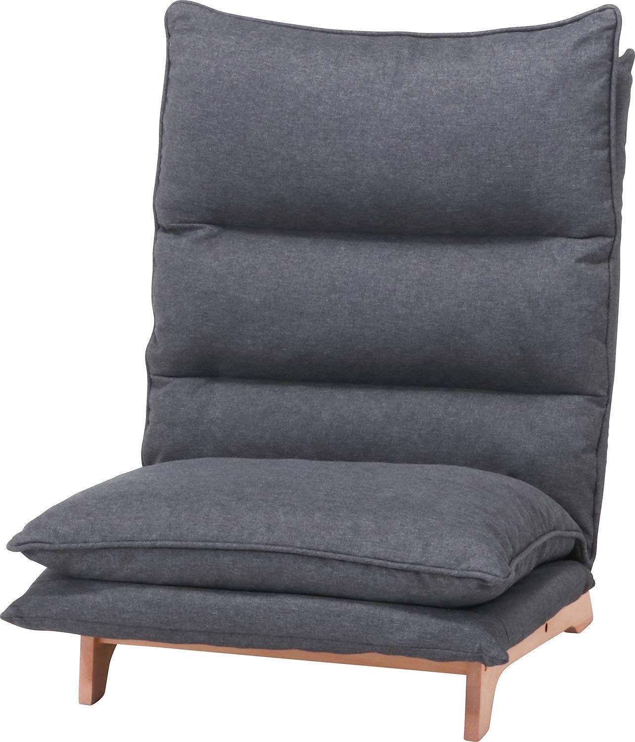 【新着商品】19205 フィット2 ファブリック生地 ダークグレー 幅70×奥行80~120×高さ94cm 1人用 リクライニングソファー ソファ ふわふわクッション ダブルクッション 一人掛けソファ 不二貿易