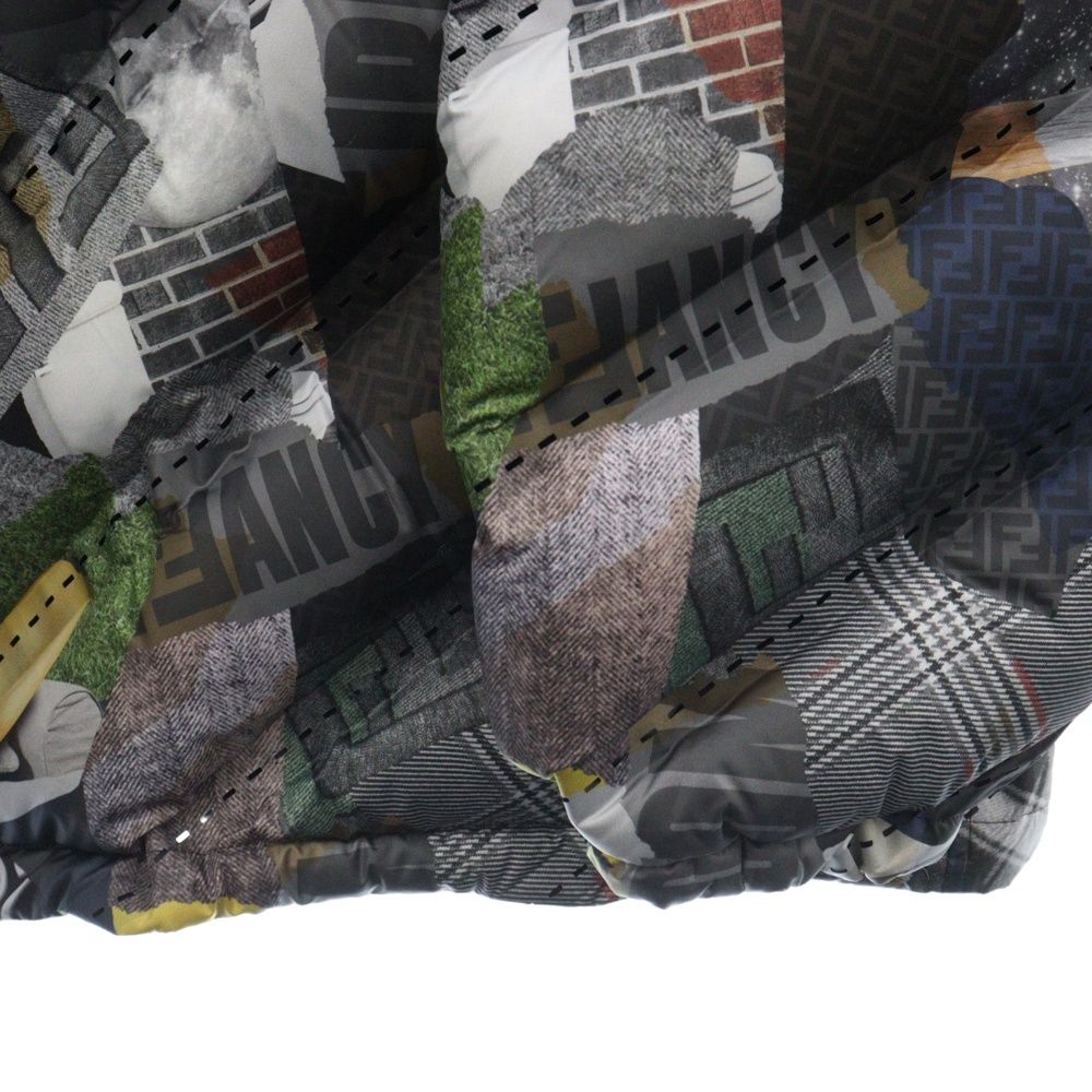 FENDI フェイクニュース ジップパファージャケット マルチカラー FENDI (フェンディ) PIUMINO PRINT FAKE NEWS PUFFER JACKET