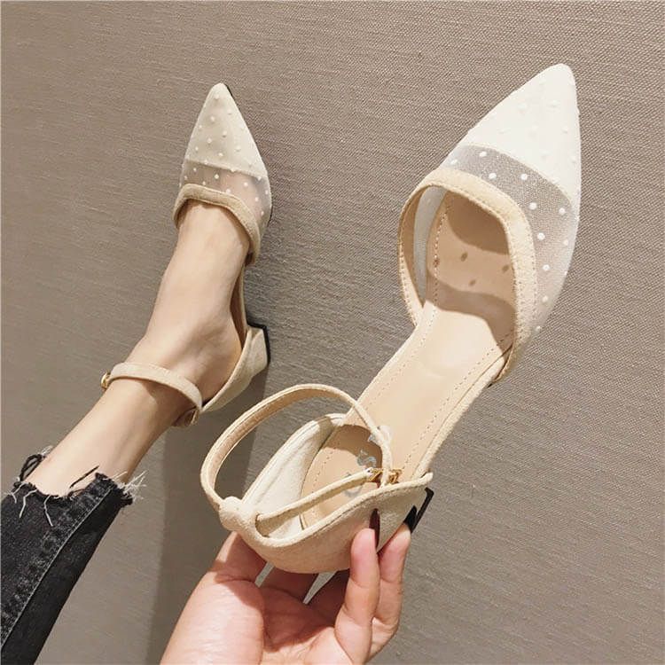 美品✨ダイアナ ドット柄シースルーパンプス ブラック チュール ポインテッドトゥ ポインテッドトゥ チュールストラップパンプス 送料無料