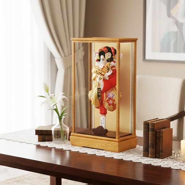 13号正絹刺繍振袖羽子板欅塗ケース飾